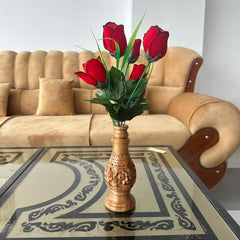 Handmade Carved Wood Vases