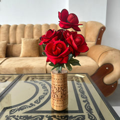 Handmade Carved Wood Vases
